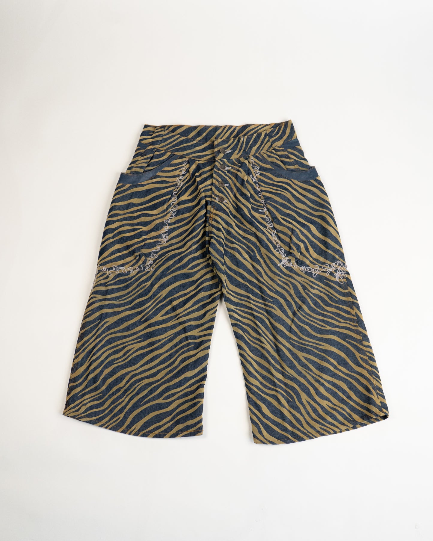 Velour Print Zebra Denim