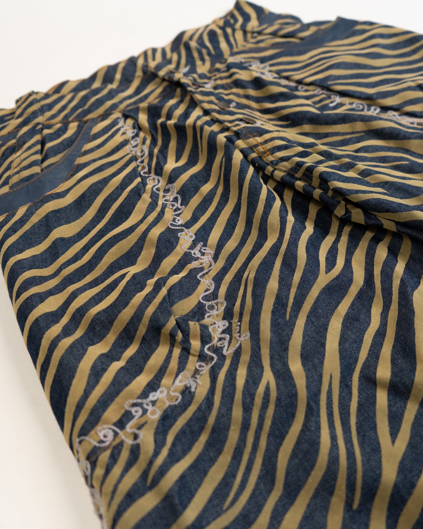 Velour Print Zebra Denim