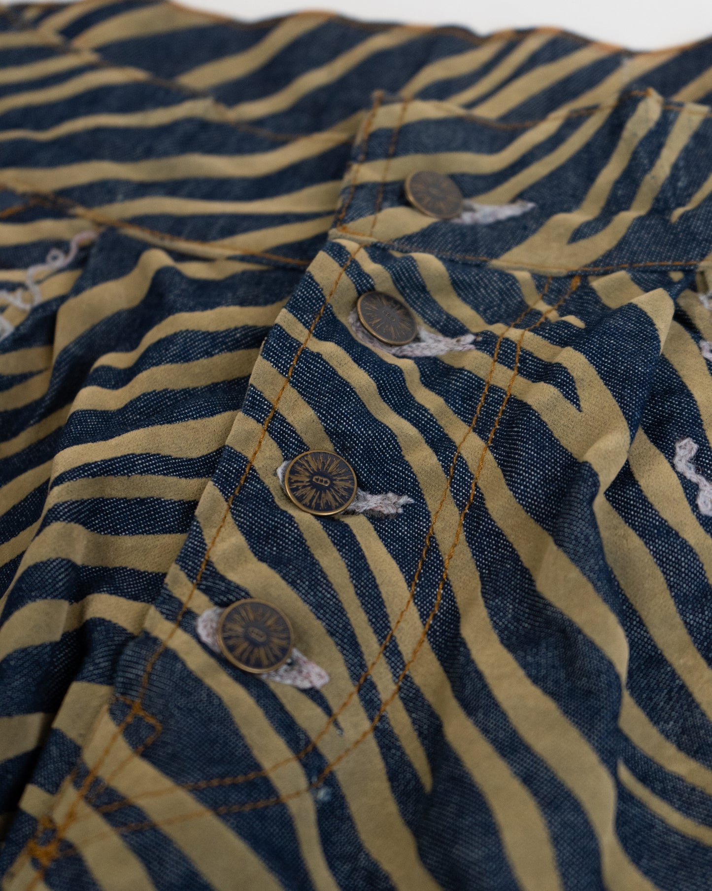 Velour Print Zebra Denim