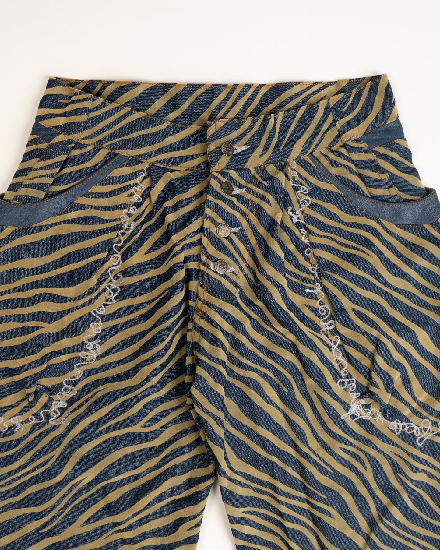 Velour Print Zebra Denim