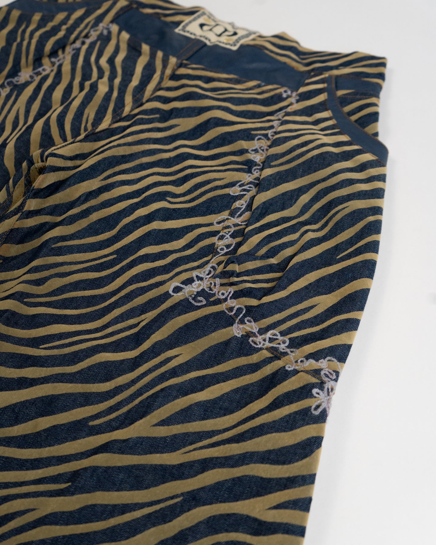 Velour Print Zebra Denim